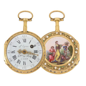 French gold/enamel verge pocket watch with pearls Circa 1770
