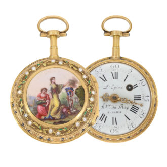 French gold/enamel verge pocket watch with pearls Circa 1770