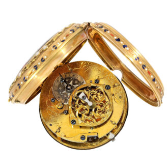 French gold/enamel verge pocket watch with pearls Circa 1770