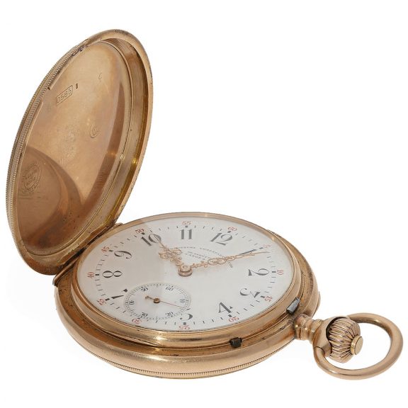 German 14 carat pink gold hunting cased lever watch Circa 1905 German 14 carat pink gold hunting cased lever watch Circa 1905