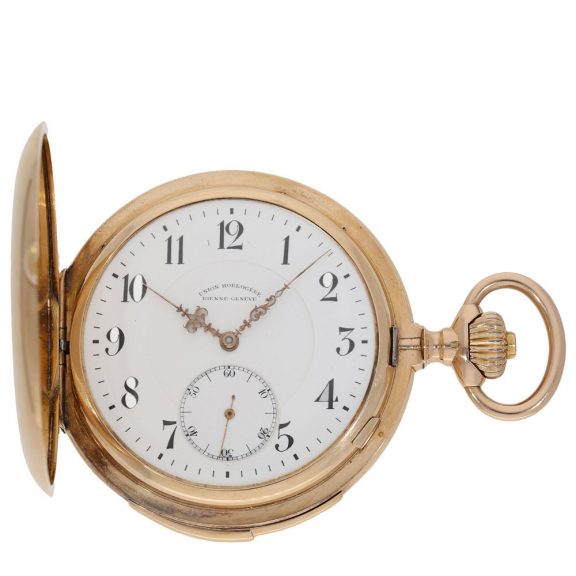 Swiss 14 carat gold pocket watch with minute repeater Circa 1900