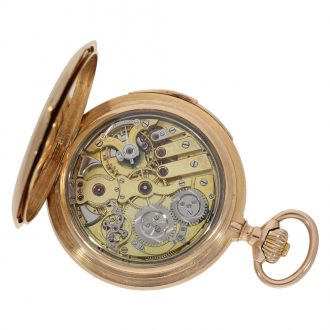 Swiss 14 carat gold pocket watch with minute repeater Circa 1900