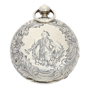 Swiss silver hunting with two time zones Circa 1860