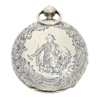 Swiss silver hunting with two time zones Circa 1860