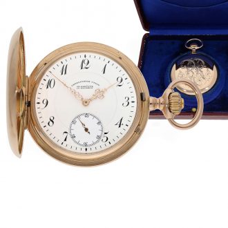 Fine German 14 carat gold hunting cased lever watch Circa 1910 Fine German 14 carat gold hunting cased lever watch Circa 1910