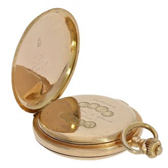 Swiss 18 carat gold hunter cased repeater with automaton Circa 1900