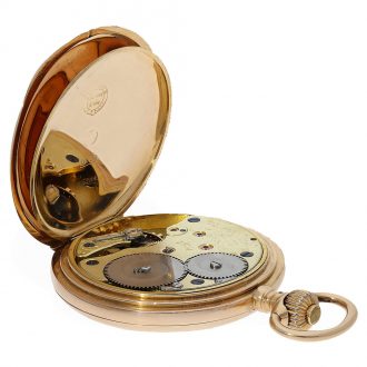 German 18 carat pink gold hunting cased pocket watch Circa 1890
