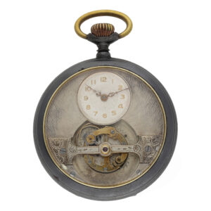 Swiss iron cased tourbillon pocket watch with decentral dial Circa 1915