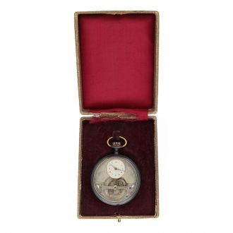 Swiss iron cased tourbillon pocket watch with decentral dial Circa 1915