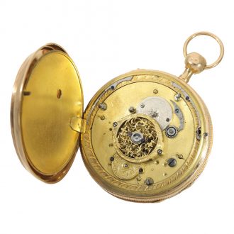 French skeletonized 18K gold verge pocket watch Circa 1810