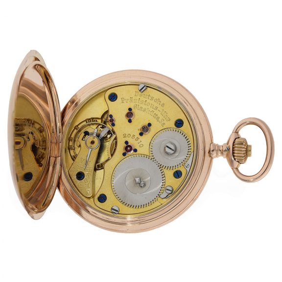 Large German 14 carat pink gold hunting cased watch Circa 1923 Large German 14 carat pink gold hunting cased watch Circa 1923