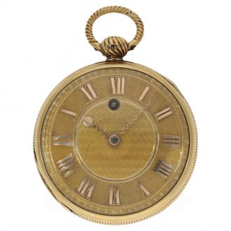 English 18 Carat red gold verge watch with solid gold dial Circa 1820
