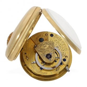 English 18 Carat red gold verge watch with solid gold dial Circa 1820