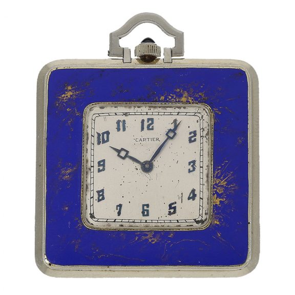 Swiss 18 carat white gold and enamelled Art deco pocket watch Circa 1925