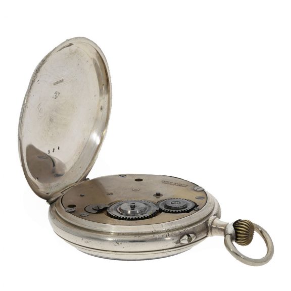 Swiss silver watch early tourbillon in original sales box Circa 1905 Swiss silver watch early tourbillon in original sales box Circa 1905
