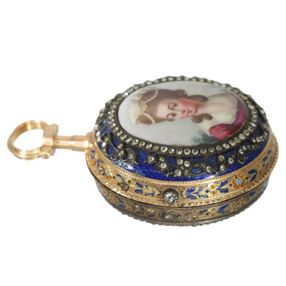 Swiss 18 carat gold and enamel pocket watch Circa 1760 Swiss 18 carat gold and enamel pocket watch Circa 1760