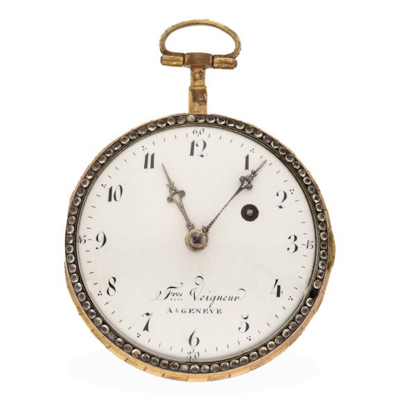 Swiss gold and enamel verge watch with painting Circa 1780 Swiss gold and enamel verge watch with painting Circa 1780
