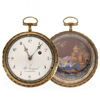 Swiss gold and enamel verge watch with painting Circa 1780