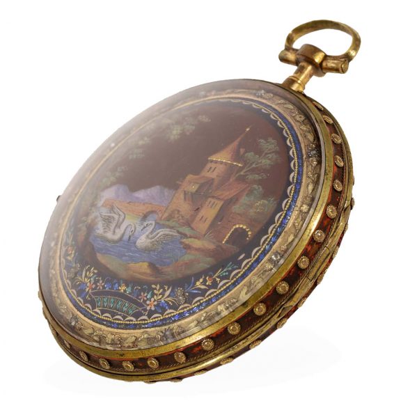 Swiss gold and enamel watch with painting Circa 1780 Swiss gold and enamel watch with painting Circa 1780