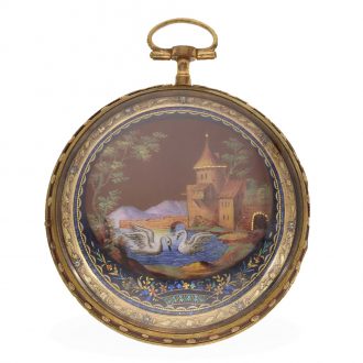 Swiss gold and enamel watch with painting Circa 1780