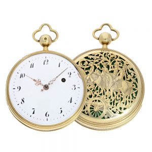 French gilt silver verge with engraved Napoleon scene Circa 1806