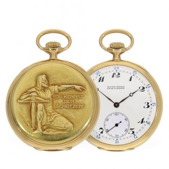 Swiss 18 carat gold watch with precision lever escapement Circa 1924