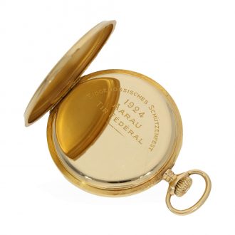 Swiss 18 carat gold watch with precision lever escapement Circa 1924