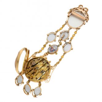 French gold, rock crystal and enamel chatelaine watch Circa 1850