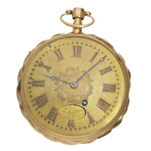 Swiss gold watch, hidden erotic figured automaton, Circa 1820