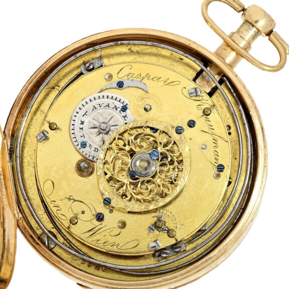 Austrian silver verge repeater with repoussé Circa 1815 Austrian silver verge repeater with repoussé Circa 1815
