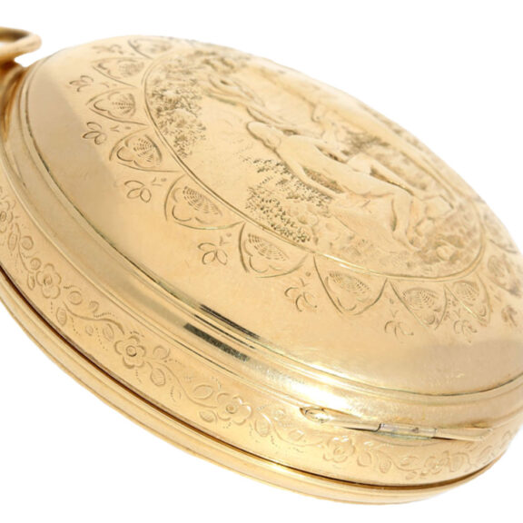 Austrian silver verge repeater with repoussé Circa 1815 Austrian silver verge repeater with repoussé Circa 1815