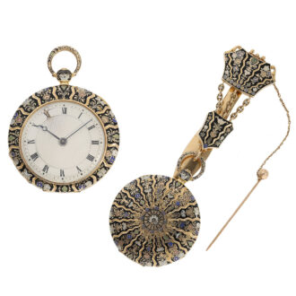 French gold enamel pocket watch with an eccentric dial Circa 1820 French gold enamel pocket watch with an eccentric dial Circa 1820