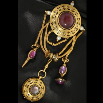 French 18 carat cold chatelaine watch Circa 1870