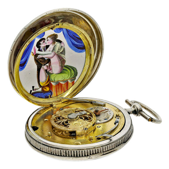 French verge watch with 2 hidden erotic paintings Circa 1810 French verge watch with 2 hidden erotic paintings Circa 1810