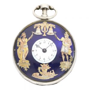 Swiss silver repeating verge watch with Jacquemart Circa 1800
