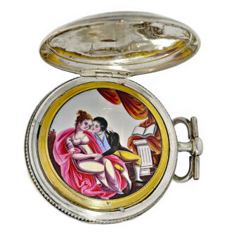 French verge watch with 2 hidden erotic paintings Circa 1810 French verge watch with 2 hidden erotic paintings Circa 1810