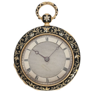 Swiss 18 Carat gold enamel Lépine with off centre dial Circa 1830 Swiss 18 Carat gold enamel Lépine with off centre dial Circa 1830