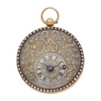Swiss gold, enamel and pearl set verge watch Circa 1832