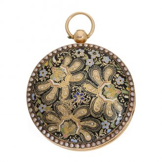 Swiss gold, enamel and pearl set verge watch Circa 1832