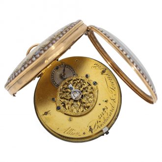 Swiss gold, enamel and pearl set verge watch Circa 1832