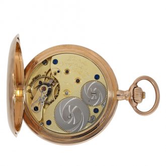 German 14 carat gold hunter cased watch in original box