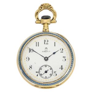 Swiss gold and enamel Art Nouveau pocket watch circa 1910