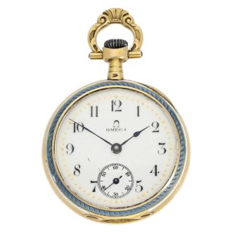 Swiss gold and enamel Art Nouveau pocket watch circa 1910