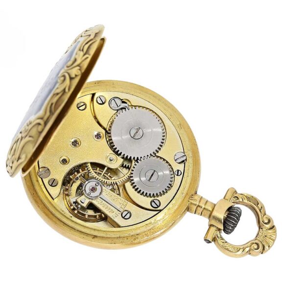 Swiss gold and enamel Art Nouveau pocket watch circa 1910 Swiss gold and enamel Art Nouveau pocket watch circa 1910