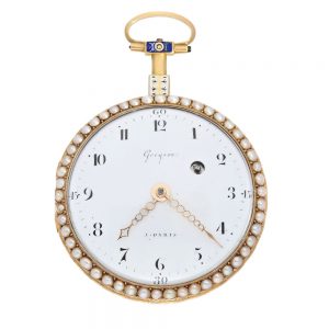 French gold pocket watch with pearls on both sides Circa 1775