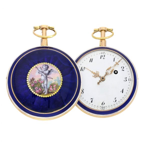 Exquisite French gold and enamel repeating verge Circa 1780