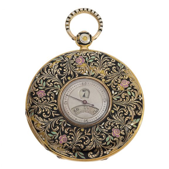 French 18 Carat gold enamel pocket watch for the Chinese market Circa 1820 French 18 Carat gold enamel pocket watch for the Chinese market Circa 1820