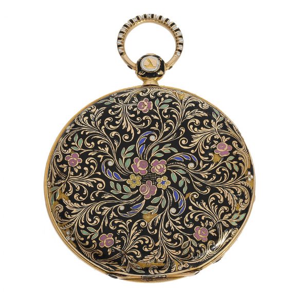 French 18 Carat gold enamel pocket watch for the Chinese market Circa 1820 French 18 Carat gold enamel pocket watch for the Chinese market Circa 1820