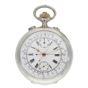 French silver pocket chronometer with split seconds Circa 1915