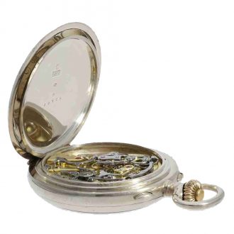 French silver pocket chronometer with split seconds Circa 1915